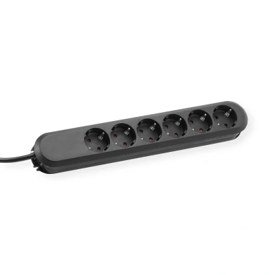 Afbeelding van BACHMANN SMART stekkerdoos 6x geaard contact, zwart, 3 m