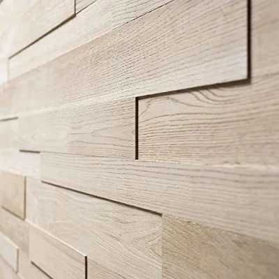 Afbeelding van Wandbekleding van eiken, 3D wandpanelen, gestructureerd houten bekleding, wand, wanddesign Wooden Wall Design, model OZO (1m2)…