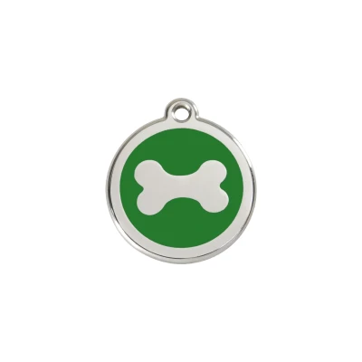 Afbeelding van Bone Green roestvrijstalen hondenpenning small/klein dia. 2 cm RedDingo