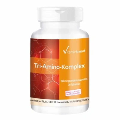 Afbeelding van Aminozuurcomplex 90 veganistische tabletten Tri Amino Complex L Arginine, Ornithine, Lysine Gemaakt in Duitsland zonder Magnesium Stearate Vitamintrend®