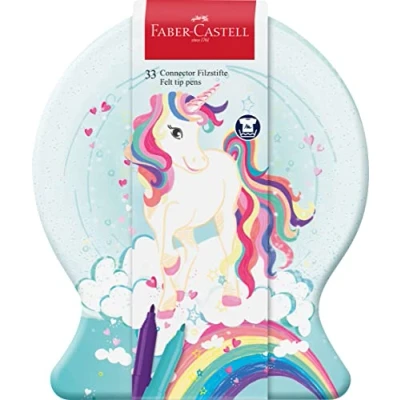 Afbeelding van Viltstift Faber Castell Connector Snow globe Unicorn 33 stuks assorti