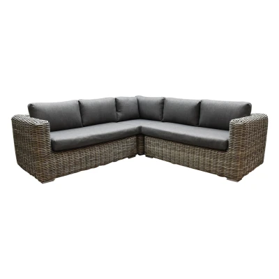Afbeelding van Cervo hoek loungeset 3 delig grijs wicker