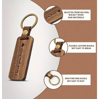 Afbeelding van Sleutelhanger hout voor papa vaderdag I Love You, DAD cadeau/kado vader/papa 1 stuk