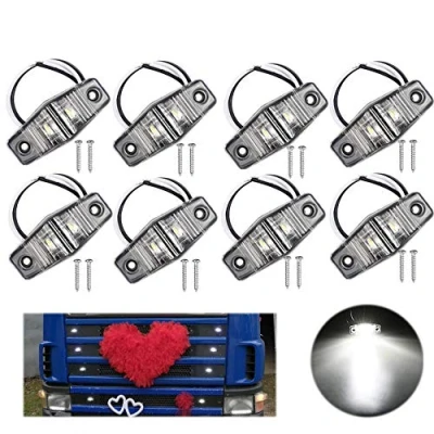 Afbeelding van PolarLander 8x LED zijmarkeringslicht klaringslamp 12V 24V E gemarkeerd auto vrachtwagen aanhanger bus achterlicht externe verlichting parkeerverlichting ATV wit