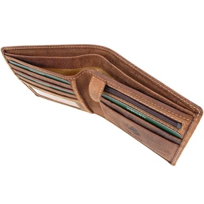 Afbeelding van Visconti Heren Portemonnee Hunter Leer Geschenk Doos 707 Sheild Olie Tan RFID