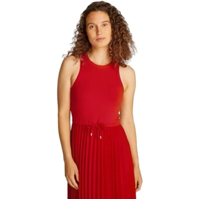 Afbeelding van Tommy Hilfiger TANK Pleated Dress Jurk, Dames, Maat: XXS, Primary red