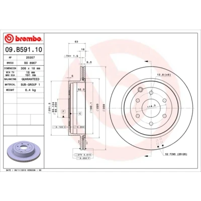 Afbeelding van Brembo Remschijf 09.B591.10