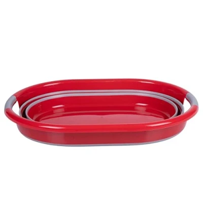 Afbeelding van Dirt Devil Opvouwbare Wasmand 27 L 60 x 45 30 CM Opgevouwen 10 hoog Rood/ Grijs