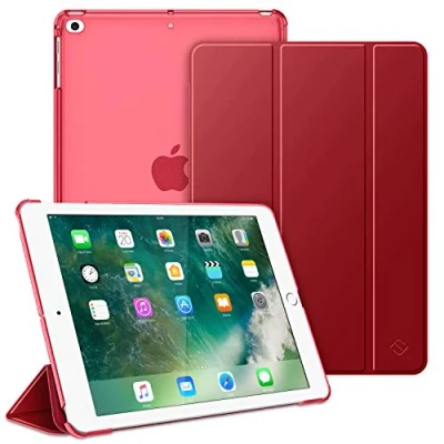 Afbeelding van Fintie Hoes voor iPad 9.7 Zoll 2018/2017, Ultradun Superlicht Beschermhoes met Transparante Achterkant Cover Automatische Slaap waakfunctie 9.7&quot; 6. Generation / 5. Generation, rood
