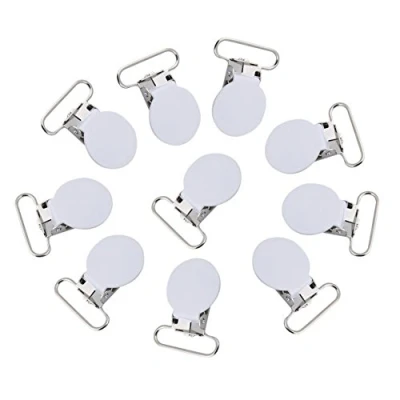 Afbeelding van Metalen fopspeen clips, ronde kettingclips bretels clips dummy teppel houder voor baby peuters 10 stuks (wit)