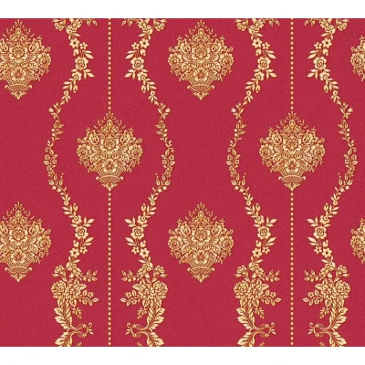 Afbeelding van Leen Bakker A.S. CrÃ ation Behang Barokprint Rood En Geel 53cm X 10,05 M AS344932 Goudkleurig Vinyl Création