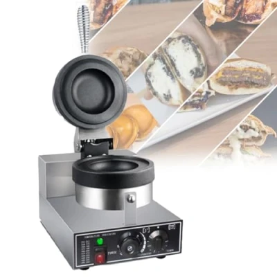 Afbeelding van Commerciële Burger Wafelijzer, 1200 W Elektrische Ijs Hamburger Maker met 50 300 ℃ Temperatuurregeling, Panini Press voor Thuis Keuken Ontbijt