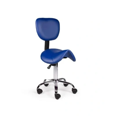 Afbeelding van zadelkruk rugleuning Laag Blauw Zithoogte 40/58cm kruk op wielen krukje werkkruk bureaukruk kapperskruk verstelbaar draaikruk tabouret met tot 160kg