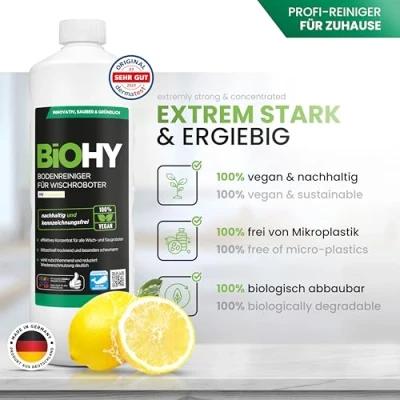 Afbeelding van BiOHY Vloerreiniger voor dweilrobots (12 x 1l Fles) Concentreer alle veeg &amp; zuigrobots met natte functie duurzaam ecologisch (Wischroboter)