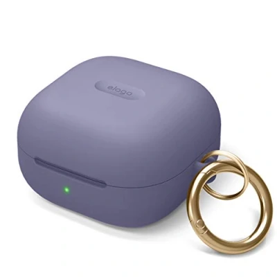 Afbeelding van elago Siliconen Hoesje met Sleutelhanger Compatibel Samsung Galaxy Buds FE (2023), Buds2 Pro Case (2022) Kompatibel Buds2, (2021), Live (Lavendel Grijs)