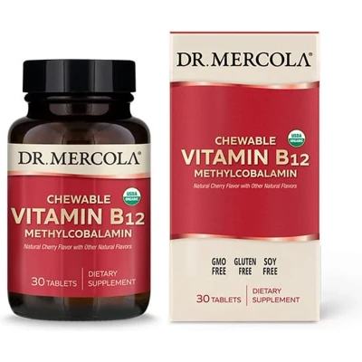 Afbeelding van Dr. Mercola Chewable Vitamin B12 Methylcobalamin 30 tabletten