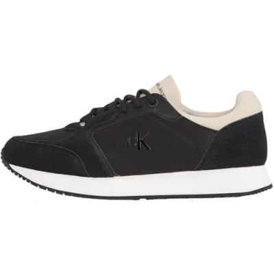 Afbeelding van CK JEANS Dames Runner Laceup Low MG Media YW0YW01644 Sneakers, Zwart (zwart/tapioca), 5 UK, Tapioca, 38 EU