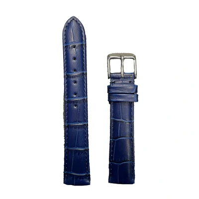 Afbeelding van Horlogeband 18mm Blauw Echt leer in croco print Roestvrijstalen gesp