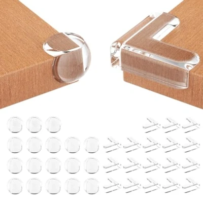 Afbeelding van Newpop 36 stuks hoekbeschermers voor kinderen, van rubber, randbescherming meubels, zelfklevende hoeken, transparante hoekbescherming kinderbeveiliging thuis (L rond)