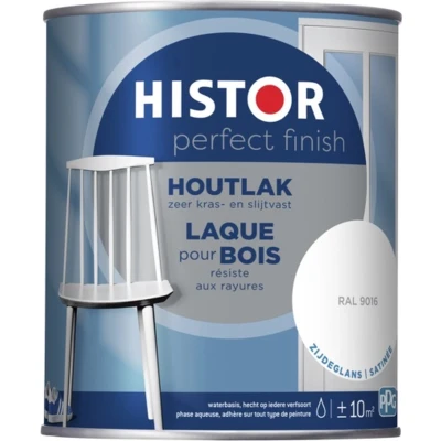 Afbeelding van histor perfect finish houtlak zijdeglans ral 9016 1.25 ltr