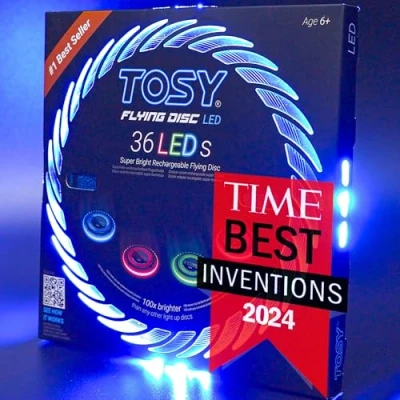 Afbeelding van TOSY Flying Disc 16 miljoen kleuren RGB of 36 LEDs, extreem helder, slimme modi, automatisch oplichtend, oplaadbaar, verjaardag, kerstcadeau voor mannen/jongens/tieners/kinderen, 175 g frisbee