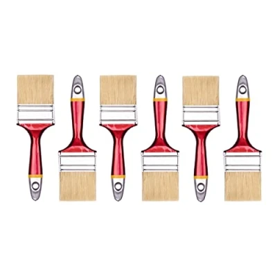 Afbeelding van HARDY platte borstel serie 42 voor schilderen met acrylverf en vernissen Efficiënt gelijkmatig dekkend Synthetische borstelharen houten handvat Set van 6 stuks Breedte 50 mm