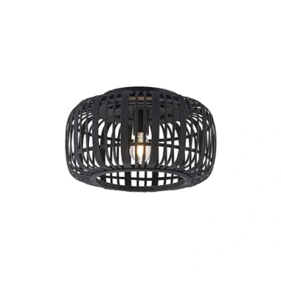 Afbeelding van Lindby plafondlamp hout 1licht Hout, metaal H: 24 cm E27 zwart