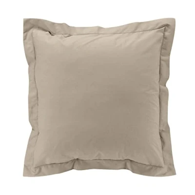 Afbeelding van douceur d&#039;intérieur, Kussensloop met opstaande zoom (63 x 63 cm), perkaline, zandkleurig, 100% katoen percal
