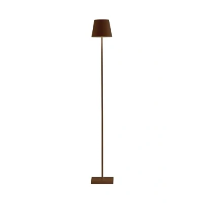 Afbeelding van Zafferano, Poldina L Lamp, Oplaadbare Snoerloze Vloerlamp met Touchbediening, Geschikt voor Binnen en Buiten, Dimmer, 2200 3000 K, Instelbare Hoogte 52 122 cm, Corten kleur