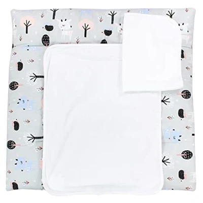 Afbeelding van TupTam Baby Aankleedkussen incl. 2 Badstof Hoezen MAR02579, Herten/Egel/Grijs, 75 x 80 cm