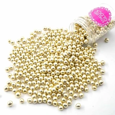 Afbeelding van Crispy Chocobolletjes met geluk, mini, goud, metallic, 75 g, parels, chocolade, suikerkralen, sprinkles, chocoladestrooisel voor kinderverjaardag, Kerstmis, verjaardag, cupcakes, cake, pops, muffins,