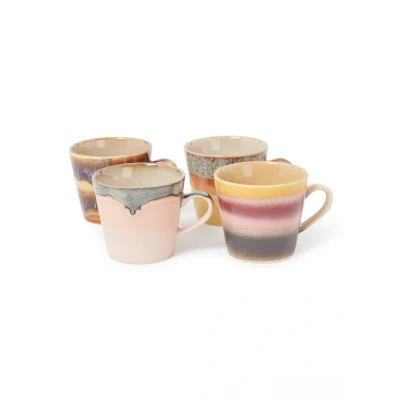 Afbeelding van HKliving 70&#039;s Vista mok 30 cl set van 4 Multicolor