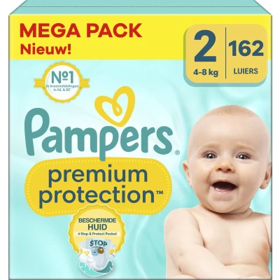 Afbeelding van Pampers Premium Protection Maat 2 Mega Pack 162 luiers 4/8 KG