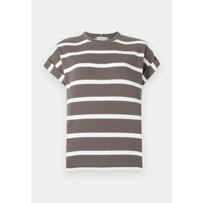 Afbeelding van Tommy Hilfiger GOLD Button TEE Tshirt print, Dames, Maat: XS, Hot coco/ivory silk
