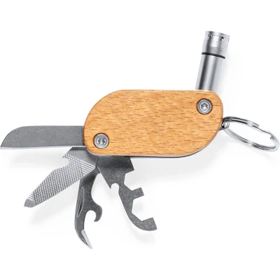 Afbeelding van Multifunctionele sleutelhanger RVS Multitool Keychain Sleutelring Met LED zaklampje 9 functies