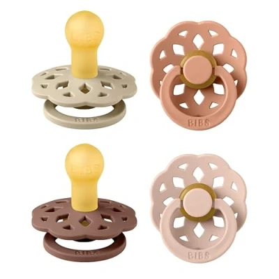 Afbeelding van BIBS Boheme Speen verpakking van 4 stuks. BPA vrij, Ronde speen. Natuurlijk rubberlatex, Gemaakt in Denemarken. Maat 1 (Verpakking stuks), Vanilla Mix