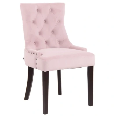 Afbeelding van CLP Eetkamerstoel Aberdeen Donker Bruin Frame Fluweel Roze