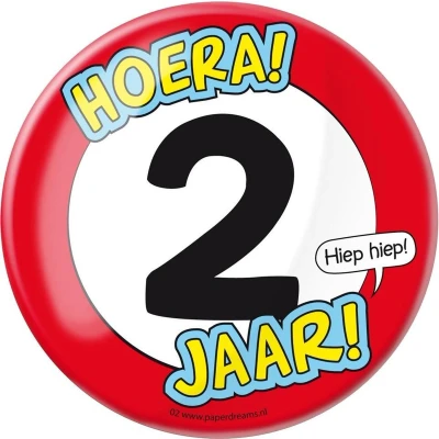 Afbeelding van Button XL 2 jaar Verkeersbord