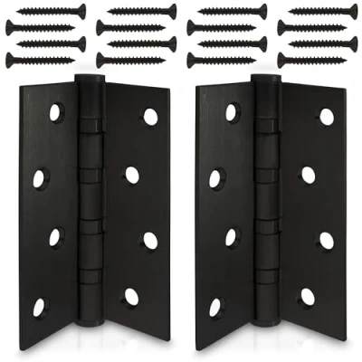 Afbeelding van ECENCE roestvrij stalen deurscharnier 2x Zwart deurscharnier, fitting, 4 voudig staalkogel gelagerd, scharnier 304 (V2A), dikte van het materiaal 2,5 mm + schroeven