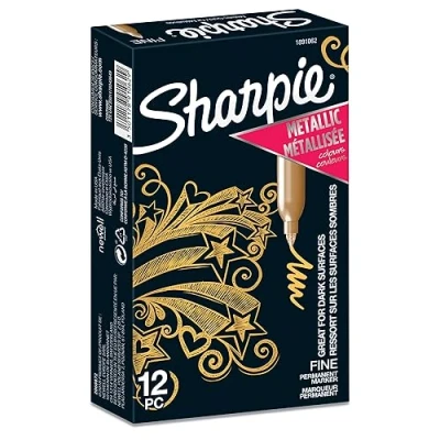 Afbeelding van Sharpie Metallic Permanente Markers Fijne punt Goud 12 Count