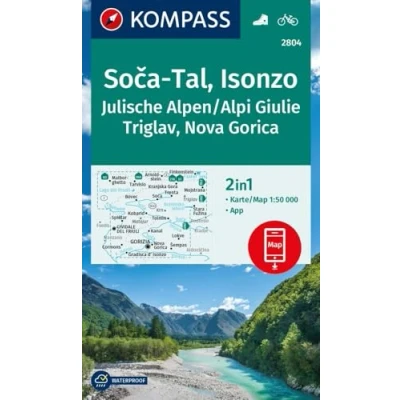 Afbeelding van KOMPASS Wanderkarte 2804 Soca Tal, Isonzo, Alpi Giulie / Julische Alpen, Triglav, Nova Gorica 1:50.000: inklusive Karte zur Offline Verwendung in der App, Fahrradfahren