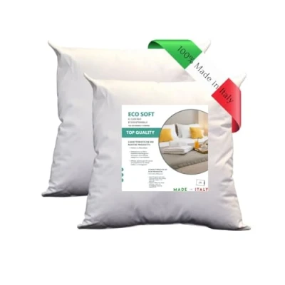 Afbeelding van GM Eco Soft bedkussen, 50 x cm, 2 stuks, overtrek van synthetische vezels, hypoallergeen, wasbaar, hypoallergeen en ademend, gemaakt in Italië