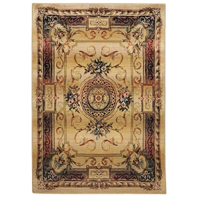 Afbeelding van Gabiro Klassiek oosters tapijt met vintage effect, zeer robuust en duurzaam, 40 x 60 cm, kleur: beige goud