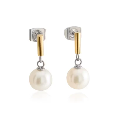 Afbeelding van Boccia vergulde titanium oorstekers met parel 05043 02