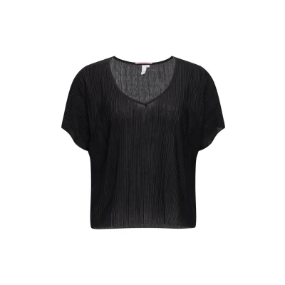 Afbeelding van QS MIT Plisseefalten Blouse, Dames, Maat: Small, Schwarz