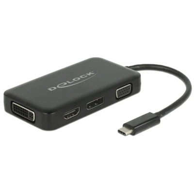 Afbeelding van Delock 63929 Adapter USB Type C male &gt; VGA / HDMI DVI DisplayPort female zwart