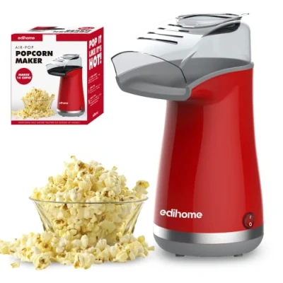 Afbeelding van Edihome, Popcornmachine, elektrisch, palomiter, 1200 W, incl. doseerlepel, popcorn in 2 minuten, (Rood)