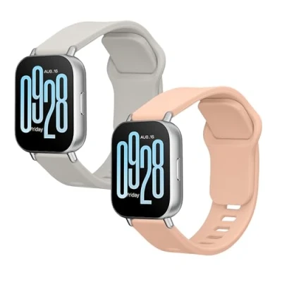 Afbeelding van kwmobile 2x horlogebandjes geschikt voor Xiaomi Redmi Watch 5 Active / Lite bandje Smartwatch bandjes van TPU Activity tracker horloge band in grijs oudroze