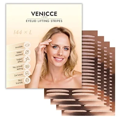 Afbeelding van VENICCE LOVE ooglidstrips voor ooglidversteviging zonder operatie onzichtbaar Eyelid Tape ooglid strepen hangende oogleden onmiddellijk verwijderen 144 x L