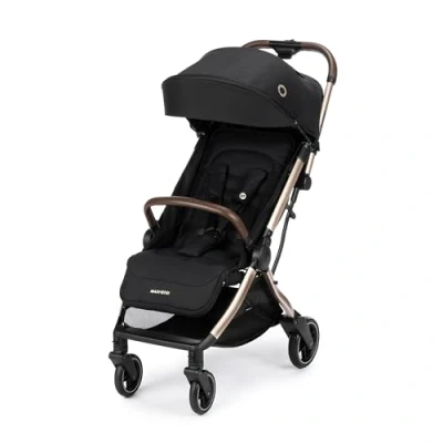 Afbeelding van Maxi Cosi Eva3 Kinderwagen, 0 4 Jaar, 22 kg, Baby wandelwagen, Lichtgewicht &amp; Compact, Vlakke Ligpositie, 3 Posities, Automatische Opklappen met 1 hand, Draagriem, Essential Black Champagne